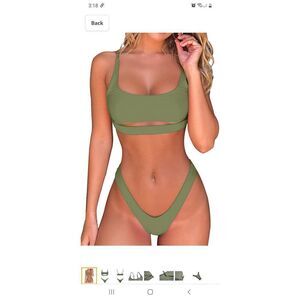 NWT Small Army Green Sexy Bikini Crop Top Cheeky Bottoms Swimsuit